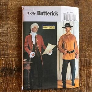 Butterick Sewing Pattern 3896 Colonial George Washington Costume XS S M UNCUT